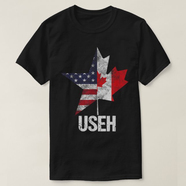 Camiseta Half Canadian American USEH Canada USA Flag United (Frente do Design)