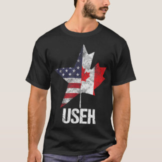 Camiseta Half Canadian American USEH Canada USA Flag United