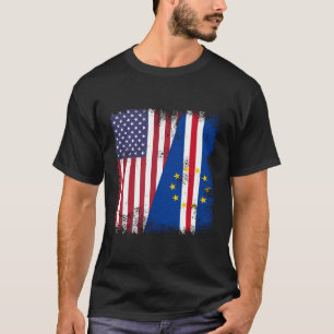 Camiseta Half Cape Verdian Flag Vintage Cabo Verde Usa Gift