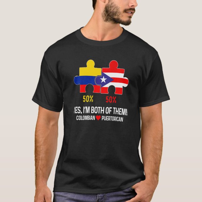 Camiseta Half Colombian Half Puerto Rican Flag Map Boricua  (Frente)