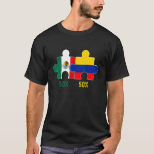 Camiseta Half Colombiano Half Mexicano Flag Map DNA Mexico 