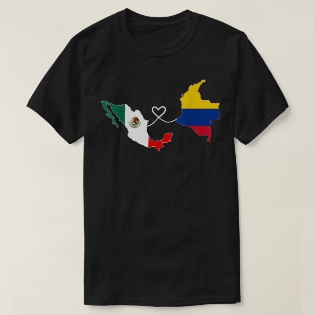 Camiseta Half Colombiano Half Mexicano Flag Map DNA Mexico  (Frente do Design)