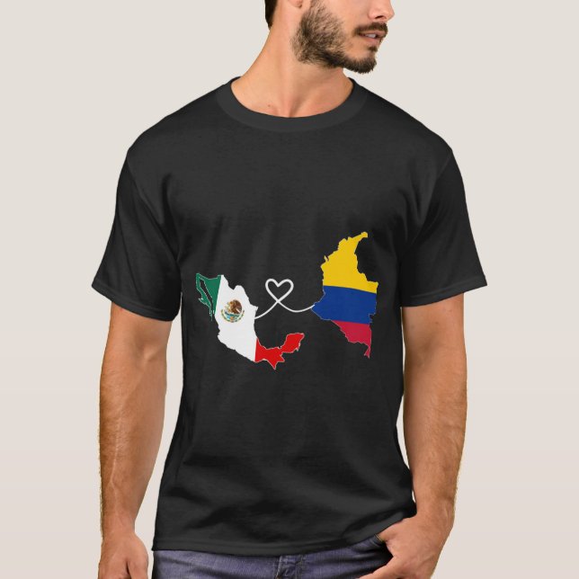 Camiseta Half Colombiano Half Mexicano Flag Map DNA Mexico  (Frente)