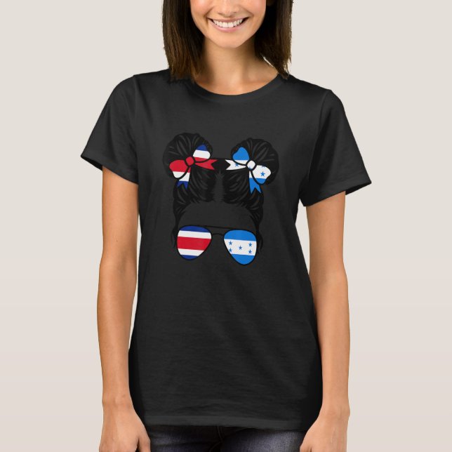Camiseta Half Costa Rican Half Honduran Girl Patriotic Heri (Frente)