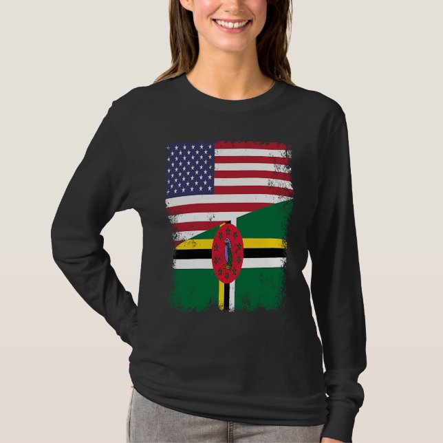 Camiseta Half Dominican Flag Vintage Dominica USA (Frente)