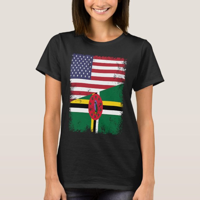 Camiseta Half Dominican Flag Vintage Dominica USA (Frente)