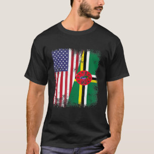Camiseta Half Dominican Flag Vintage Dominica Usa