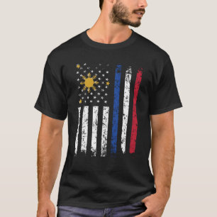 Camiseta Half Filipino Half American Flag Filipinas EUA