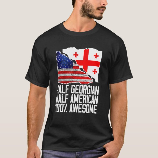 Camiseta Half Georgian Half American Georgia Flag Patri (Frente)