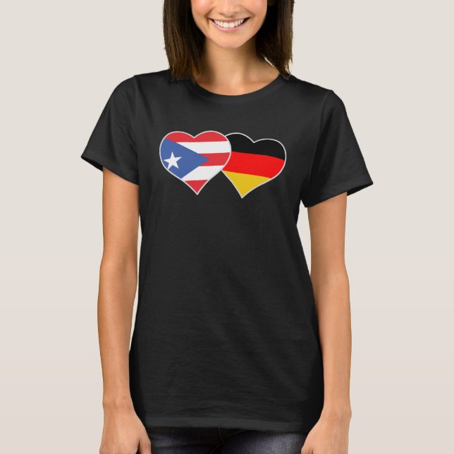 Camiseta Half German Half Puerto Rican Flag Heart Puerto Ri (Frente)
