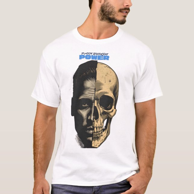 Camiseta Half Human Half Skull Power Graphic T-Shirt (Frente)