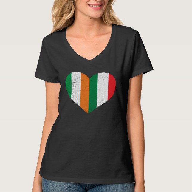 Camiseta Half Irish Half Italian Heart Ireland Italy Irish  (Frente)