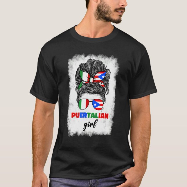 Camiseta Half Italian And Puerto Rican Rico Italy Flag Girl (Frente)