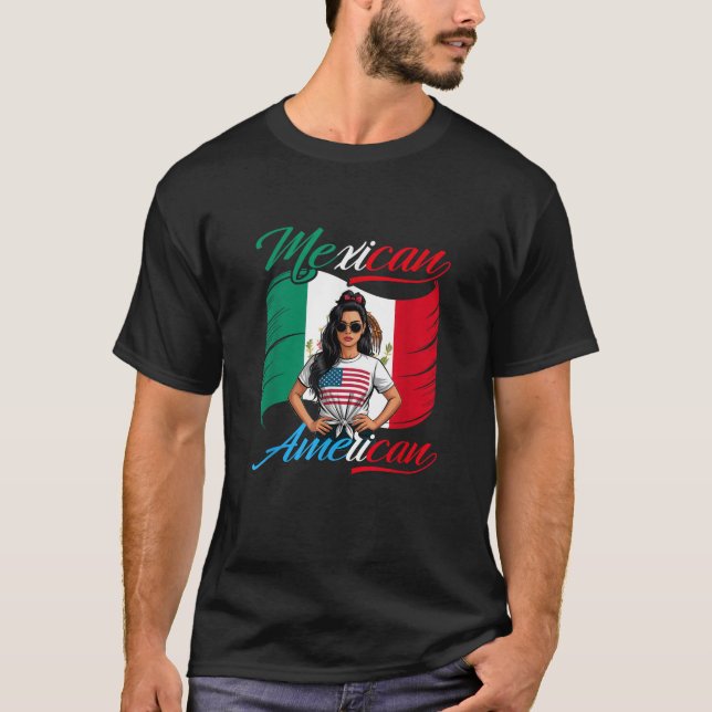 Camiseta Half Mexican Half American Usa Flag Mexico America (Frente)