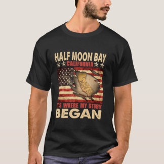 Camiseta Half Moon Bay California USA Bandeira 4 de julho d