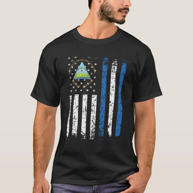 Camiseta Half Nicaraguan - Bandeira Americana Half Nicaragu (Frente)