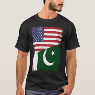 Camiseta Half Pakistani Flag Vintage Paquistão EUA