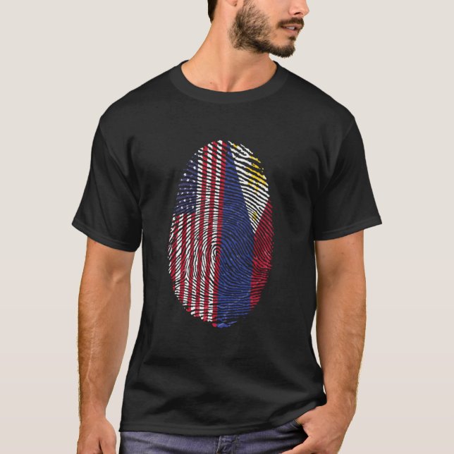 Camiseta Half Philippine Half American Flag Usa Filipinas (Frente)