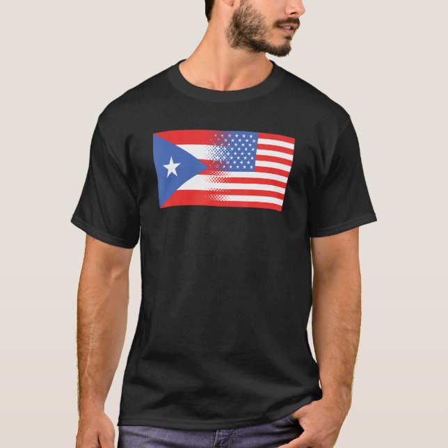 Camiseta Half Puerto Rican Half American Flag Puerto Rico U (Frente)