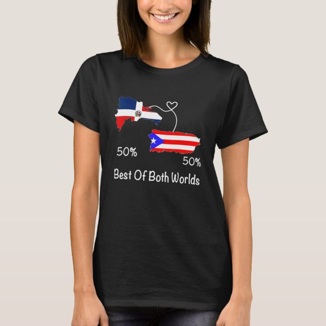 Camiseta Half Puerto Rican Half Dominican Flag Map Combined (Frente)