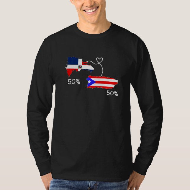 Camiseta Half Puerto Rican Half Dominican Flag Map Combined (Frente)