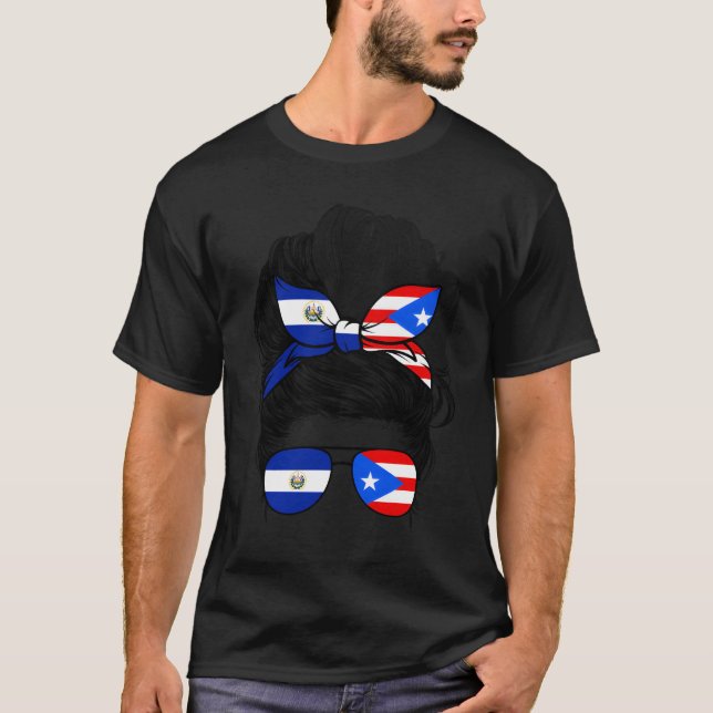 Camiseta Half Salvadorian And Puerto Rican Rico El Salvador (Frente)