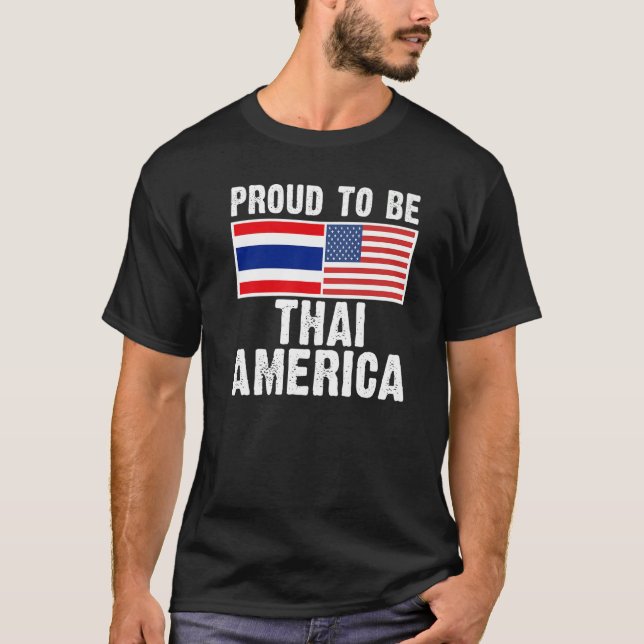 Camiseta Half thai Half American  Thailand Flag (Frente)