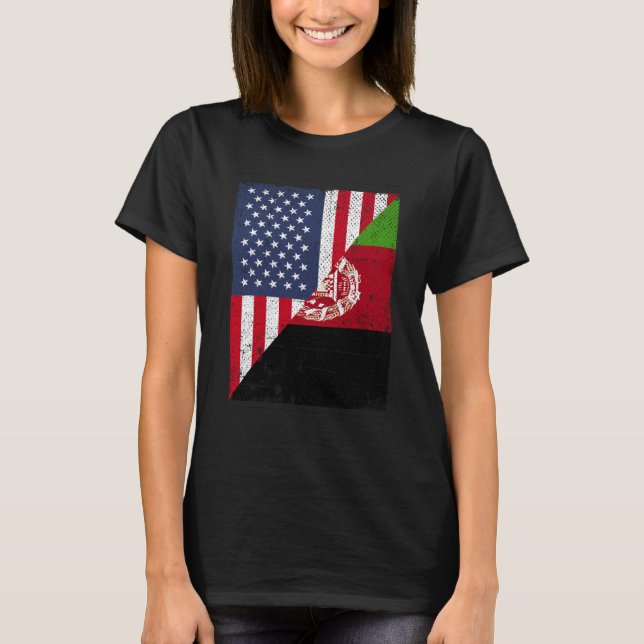 Camiseta Half USA Flag Half Afghanistan Flag American Afgha (Frente)