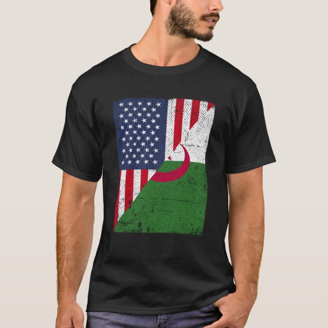 Camiseta Half USA Flag Half Albania Flag American Albanian  (Frente)