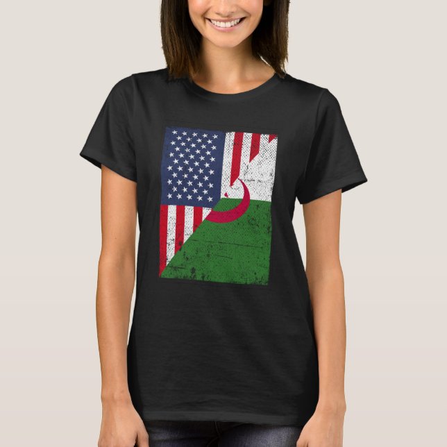 Camiseta Half USA Flag Half Albania Flag American Albanian  (Frente)
