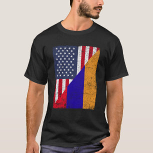 Camiseta Half USA Flag Half Armênia Flag American
