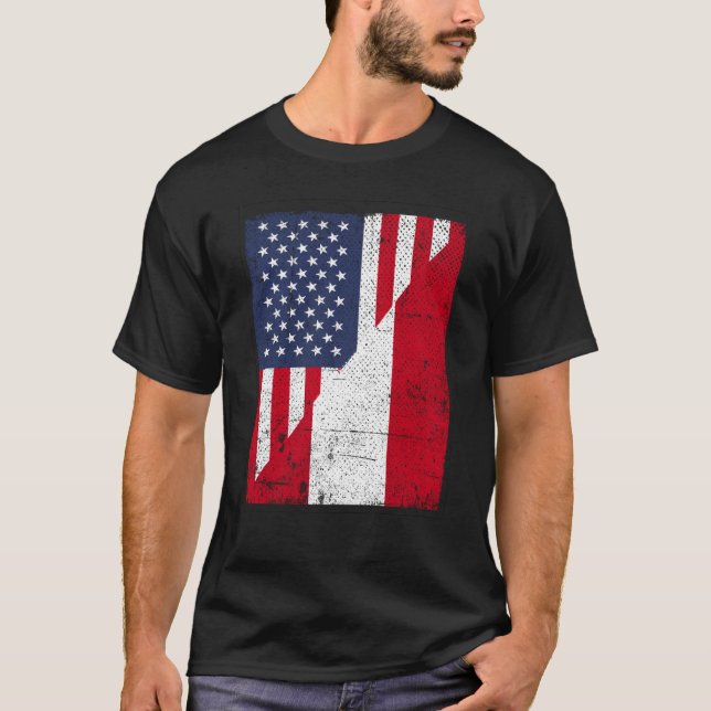 Camiseta Half USA Flag Half Austria Flag American Austrian (Frente)