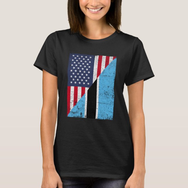 Camiseta Half USA Flag Half Botswana Flag American Botswani (Frente)