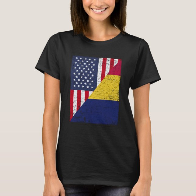 Camiseta Half USA Flag Half Chad Flag American Chadian (Frente)