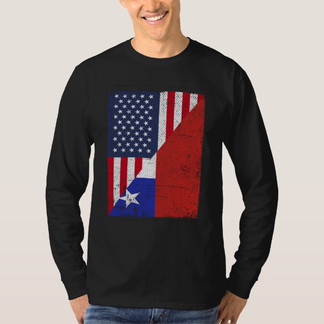 Camiseta Half USA Flag Half Chile Flag American Chilean (Frente)