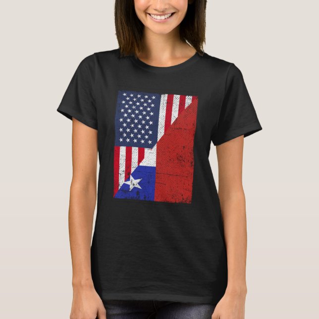 Camiseta Half USA Flag Half Chile Flag American Chilean (Frente)