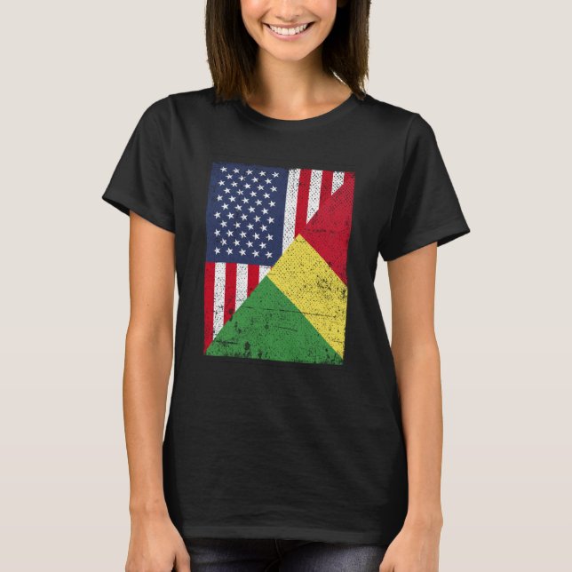 Camiseta Half USA Flag Half Congo Flag American Congolese (Frente)