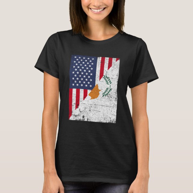 Camiseta Half USA Flag Half Cyprus Flag American Cypriotic (Frente)