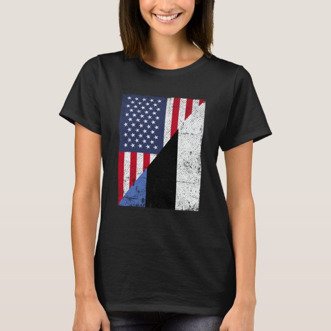 Camiseta Half USA Flag Half Estonia Flag American Estonian (Frente)