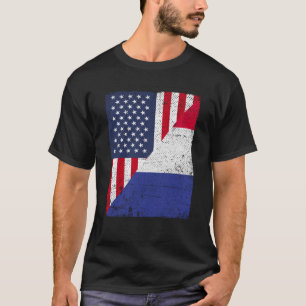 Camiseta Half USA Flag Half France Flag American French