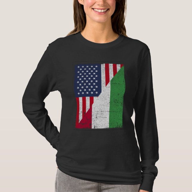 Camiseta Half USA Flag Half Hungary Flag American Hungarian (Frente)