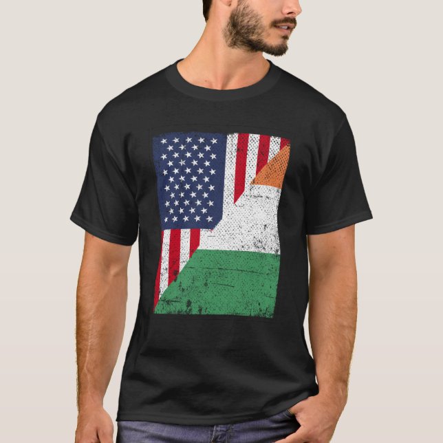 Camiseta Half USA Flag Half Irland Flag American Irish (Frente)