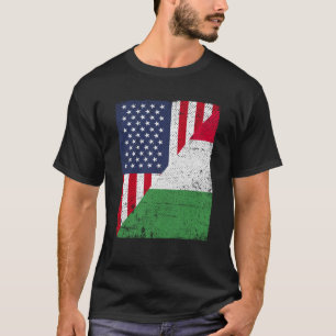 Camiseta Half USA Flag Half Italy Flag American