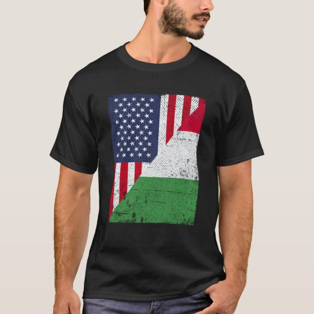 Camiseta Half USA Flag Half Italy Flag American Italian (Frente)