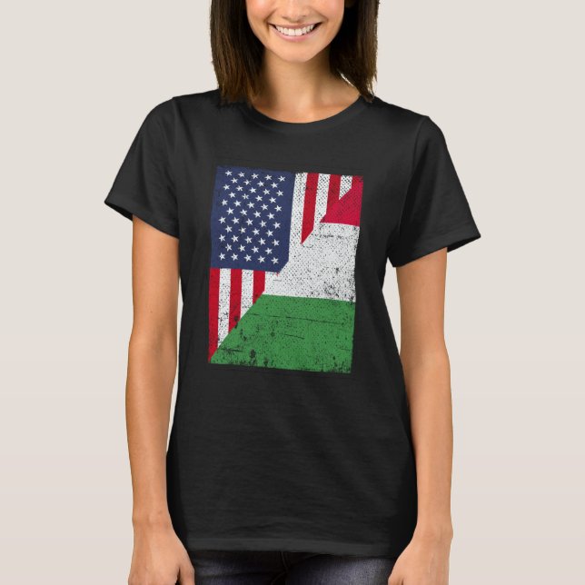 Camiseta Half USA Flag Half Italy Flag American Italian (Frente)