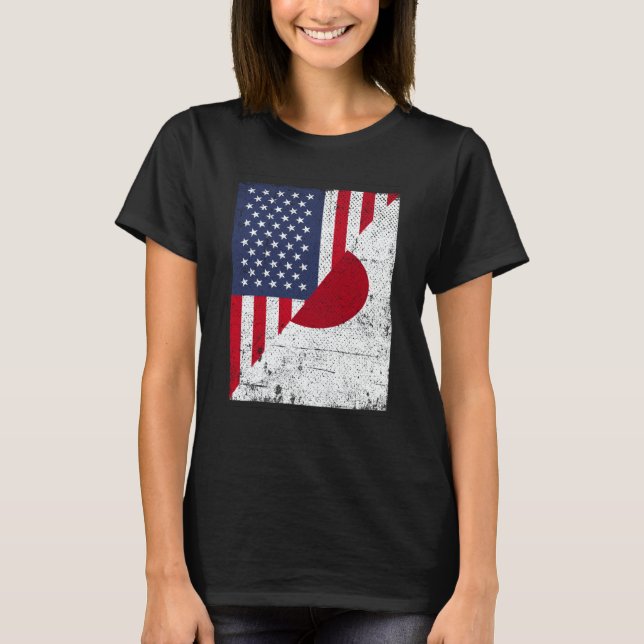Camiseta Half USA Flag Half Japan Flag American Japanese (Frente)