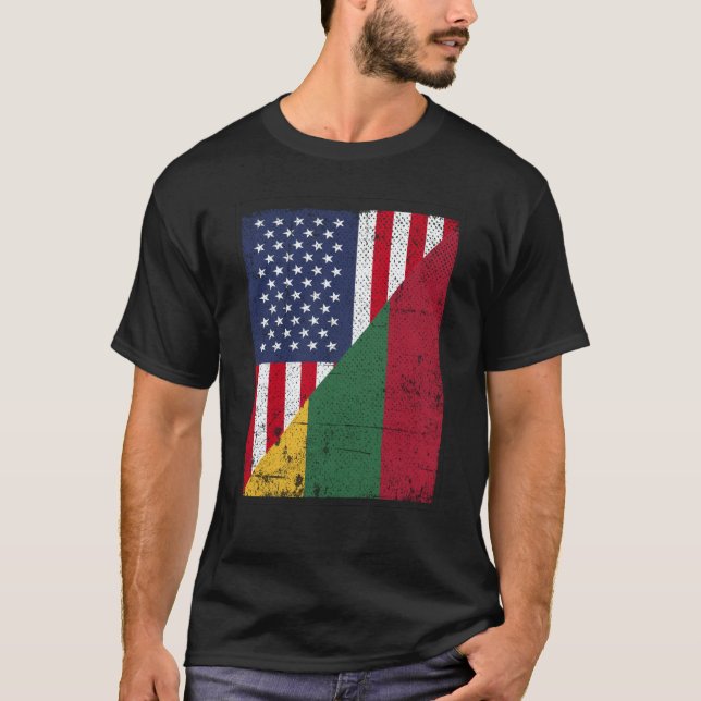 Camiseta Half USA Flag Half Lithuania Flag American Lithuan (Frente)