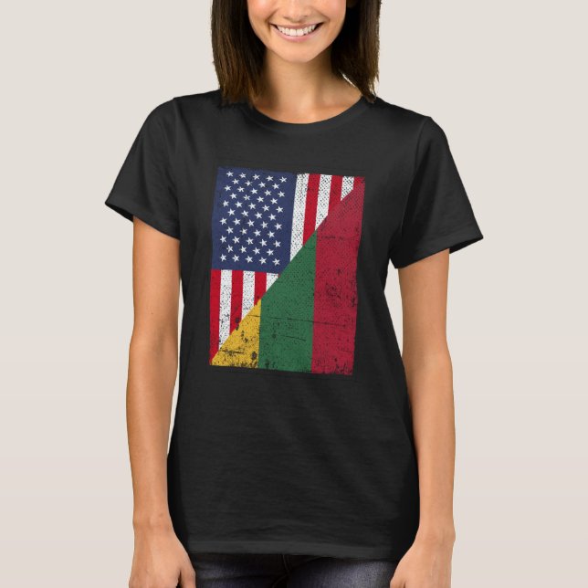 Camiseta Half USA Flag Half Lithuania Flag American Lithuan (Frente)
