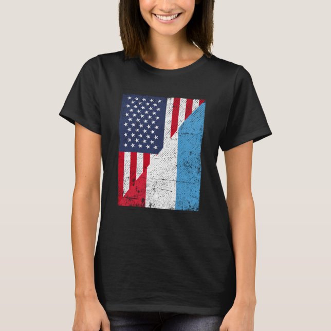 Camiseta Half USA Flag Half Luxembourg Flag American Luxemb (Frente)