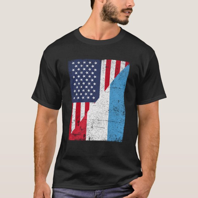 Camiseta Half USA Flag Half Luxembourg Flag American Luxemb (Frente)